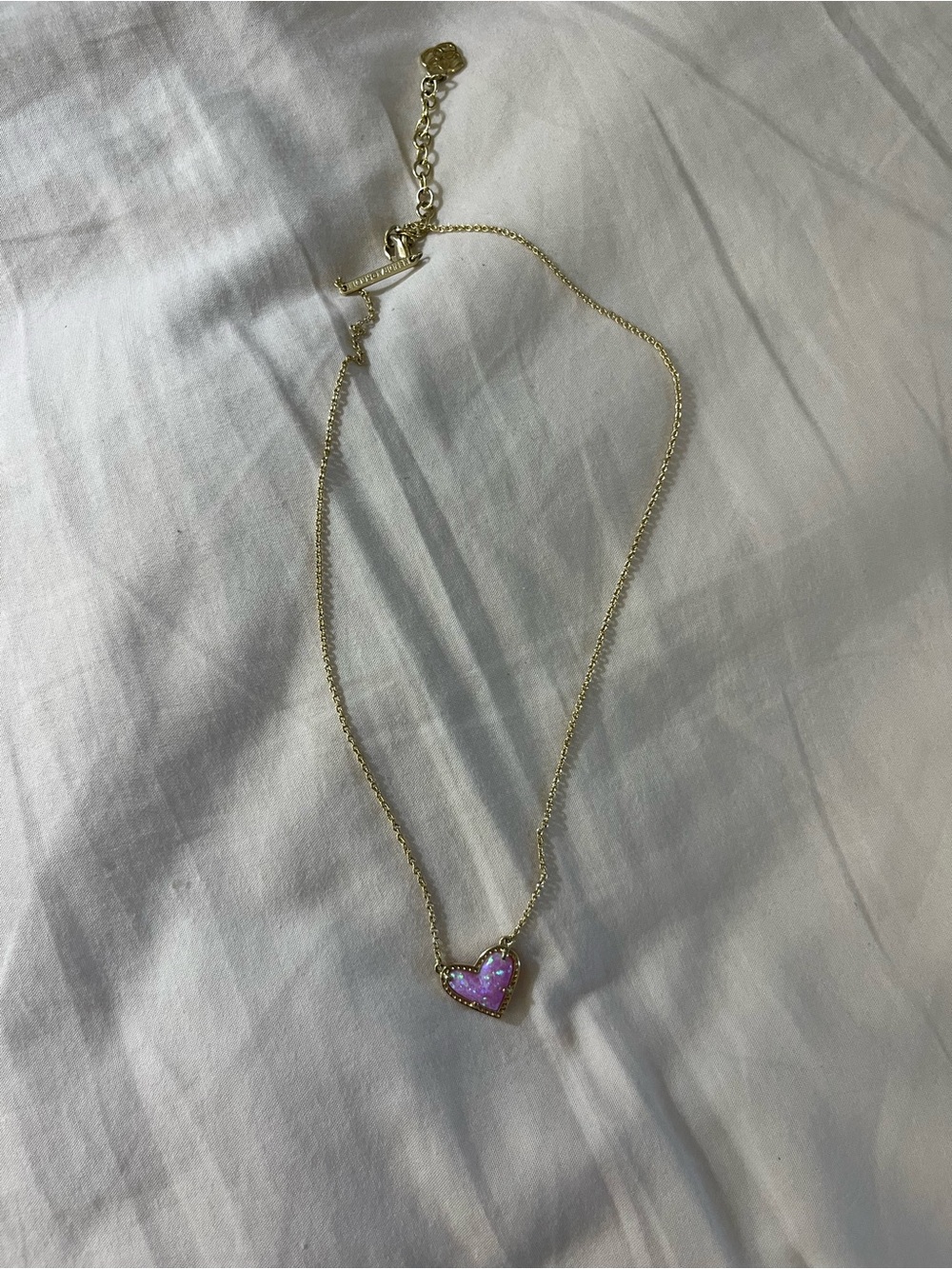 Kendra Scott Gold Necklace with Pink Heart Pendant